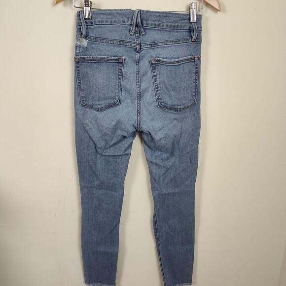 Good American Good Legs Jeans Womens 4/27 Light Wash Distressed Ripped Skinny - Picture 8 of 14